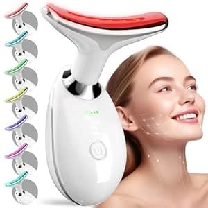 41ADsxBmKOL._SX300_SY300_QL70_ML2_ 7 Color Neck Face Massager Tool, Facial Massager with Vibration Tech, Rechargeable Face culpting Wand for Skin Care (White)