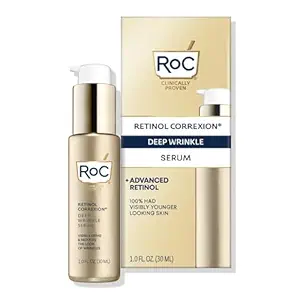 RoC Retinol Correxion Deep Wrinkle Retinol Face Serum with Ascorbic Acid, Daily Anti-Aging Skin Care Treatment for Fine Lines, Dark Spots, Acne Scars, 1 Ounce (Packaging May Vary)