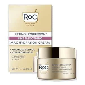 41VZmRRLW2L._SX300_SY300_QL70_ML2_ RoC Retinol Correxion Max Daily Hydration Anti-Aging Face Moisturizer with Hyaluronic Acid, Oil Free Skin Care Cream for Fine Lines, Dark Spots, Post-Acne Scars, 1.7 Ounces (Packaging May Vary)