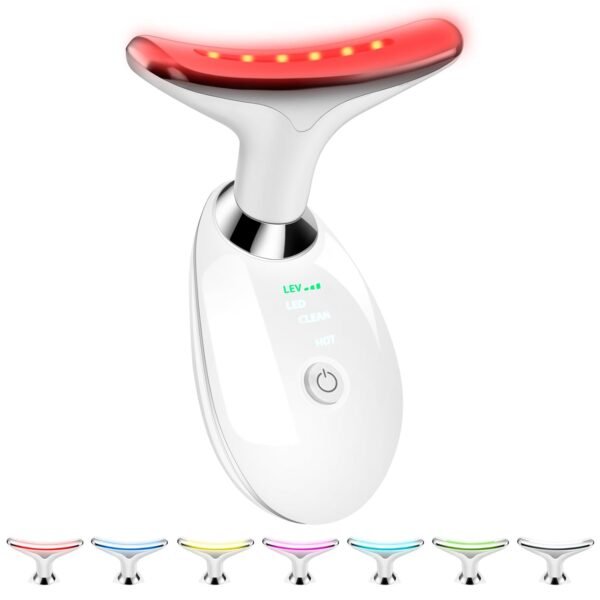51Ikw2BjZwL._SL1500_ VGY Face and Neck Massager Tool, 7-in-1 Color Red-Light-Therapy Wand for Skin Care, White