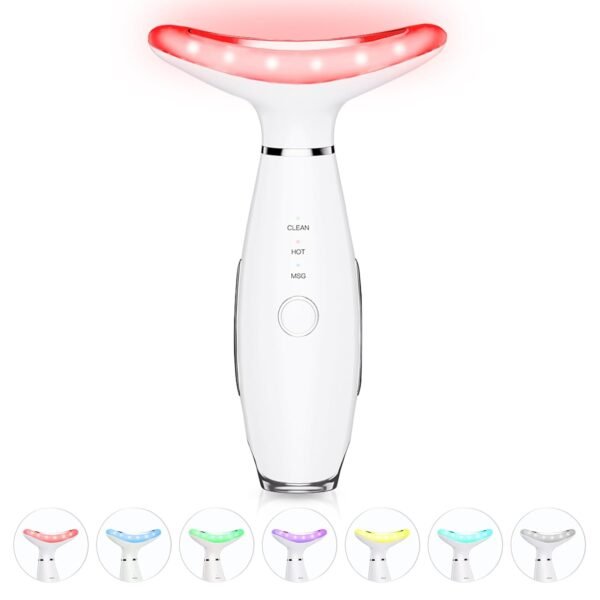 51wY5ekHXNL._SL1500_ 7 Color Neck Face Massager - Facial Massager Tool for Skin Care at Home, Vibrating Face Massager with Thermals, Galvanic Machines White