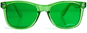 51xQb-GAzVL.__AC_SX300_SY300_QL70_FMwebp_ GloFX Green Color Therapy Mood Glasses Migraine Glasses Light Therapy Glasses Chromotherapy Green Colored Migraine Relief Lenses