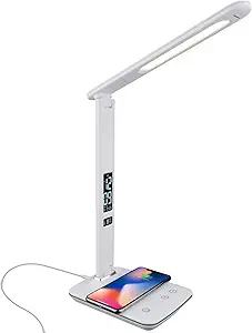 Theralite Carex Radiance Bright Light Therapy Sun Lamp, 10000 LUX Therapy Lamp, LED Bright White Light with Adjustable Brightness, Alarm Clock, Wireless Charging Station, USB Port, White
