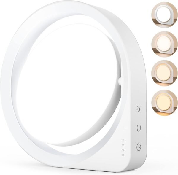 MediAcous Light Therapy Lamp, UV-Free 11000Lux Therapy Light, Happy Lamps with 4 Brightness Levels & Color Temperature & Timer, Daylight Lamp with Memory Function for Home/Office/Decoration