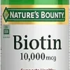 Nature's Bounty Biotin Hair Skin and Nails Vitamins, Supports Healthy Hair, Skin and Nails, 10,000 mcg, 120 Softgels (Pack of 1)