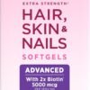 61IkMUgpBWL._AC_SL1500_ Nature's Bounty Advanced Hair, Skin & Nails, Argan-Infused Vitamin Supplement with Biotin and Hyaluronic Acid, 150 Rapid Release Softgels, 50 Total Servings