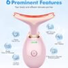 Red-Light-Therapy-for-Face-and-Neck, 7 Color Face Massager Tool for Wrinkles, Double Chin, Vibrating Facial Massager with Thermals for Skin Care, Glossy Pink