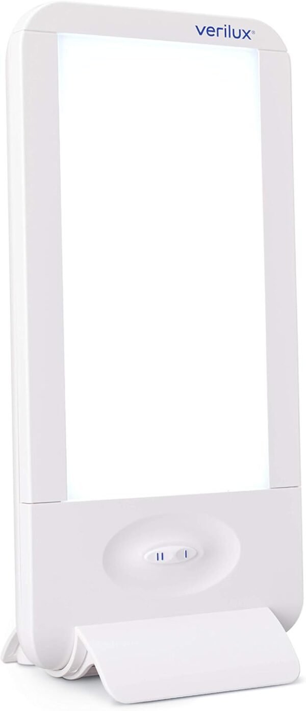 Verilux HappyLight Full-Size - UV-Free Therapy Lamp, Bright White Light with 10,000 Lux, Adjustable Brightness, 2 Interchangeable Lenses, Detachable Stand, and Wall Mountable