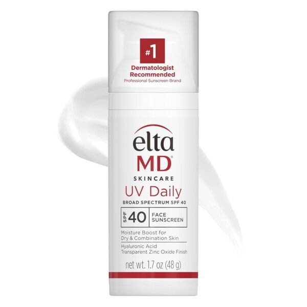 EltaMD UV Daily SPF 40 Face Sunscreen Moisturizer with Zinc Oxide, Daily Face Moisturizer with SPF, Sunscreen, For Dry Skin 1.7 oz Pump