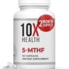 61pM0zRYs-L.__AC_SX300_SY300_QL70_ML2_ 10X Health 5-MTHF Methylfolate - Methylated Folate & Magnesium for Brain, Heart Health, DNA & Neurotransmitter Synthesis - Bioavailable Methyl Folate Supplement - Methylfolate Supplement 60 Capsules