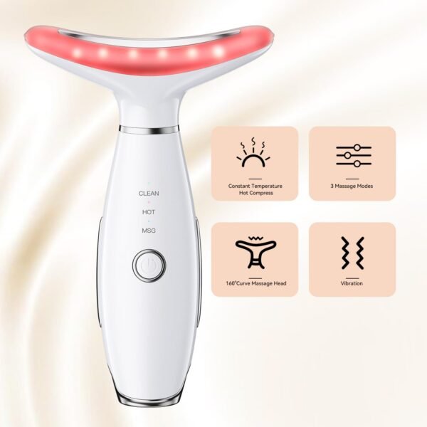 Neck Face Massager, Portable Facial Massager, 3 Modes Face Sculpting Tool, Face Massager Tool for Skin Care, (White)