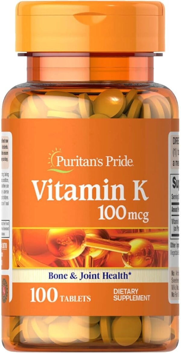 61zTgDri-KL._AC_SL1500_ Puritan's Pride Premium Vitamin K 100mcg, Dietary Supplement for Bone, Joint, and Blood Clotting Health Support, 100 Day Supply, 100 Tablets