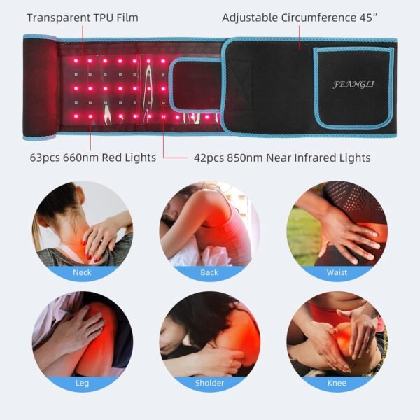 71-GHISBgVL._AC_SL1500_ Red Light Therapy Infrared Light Therapy Wrap Belt for Body Pain Relief Wearable Large Pad for Waist Back Stomach Muscle Repair, Decrease Inflammation, Speed Healing LED 660nm&850nm with Controller