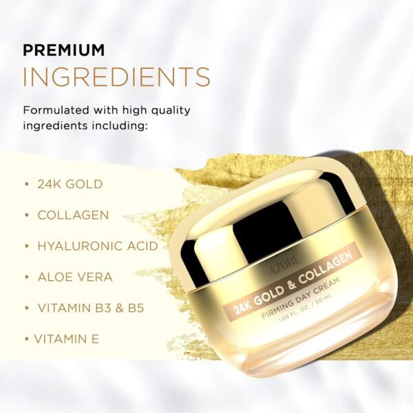 713-1gl6BEL._SL1500_ Azure Dermatologist Tested 24K Gold & Collagen Face Moisturizer - K Beauty Anti-Aging Face Cream for Firming & Skin Tightening Face Cream - Korean Skincare - All Skin Type 1.69 fl oz