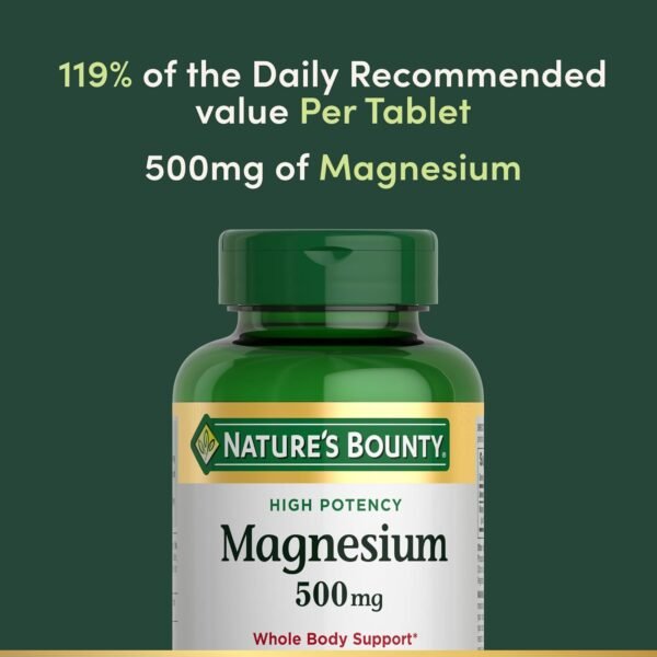 Nature's Bounty Magnesium Supplements - Magnesium 500 Mg Tablets for Bone & Muscle Health, 200 Count (Pack of 1)