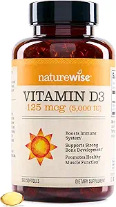 7162k36ybFL.__AC_SX300_SY300_QL70_FMwebp_ NatureWise Vitamin D3 5000iu (125 mcg) 1 Year Supply for Immune Support, Healthy Muscle Function, and Bone Health - Non-GMO, Gluten Free in Organic Extra Virgin Olive Oil, (Mini Softgel), 360 Count