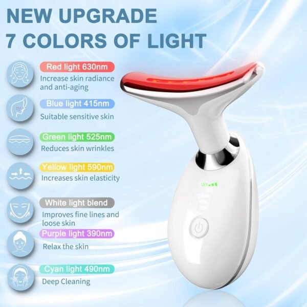 716MHgGCRLL._SL1500_ 7 Color Neck Face Massager Tool, Facial Massager with Vibration Tech, Rechargeable Face culpting Wand for Skin Care (White)