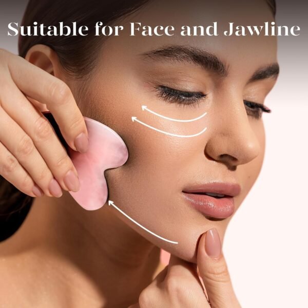 716rR4DrXiL._SL1500_ BAIMEI Gua Sha Facial Tool for Self Care, Massage Tool for Face and Body Treatment, Relieve Tensions, Reduce Wrinkles and Redness, Skin Care Tools for Men Women - Rose Quartz
