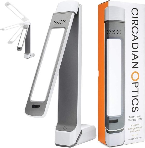 Circadian Optics Lumos 2.0 Light Therapy Lamp | As Seen On Shark Tank | 10,000 Lux Full Spectrum UV-Free Light | Boost Mood, Improve Sleep, Increase Energy & Enhance Focus (Glossy White)