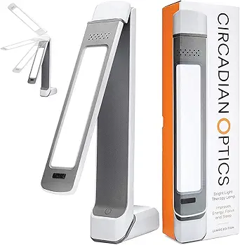 Circadian Optics Lumos 2.0 Light Therapy Lamp | As Seen On Shark Tank | 10,000 Lux Full Spectrum UV-Free Light | Boost Mood, Improve Sleep, Increase Energy & Enhance Focus (Glossy White)
