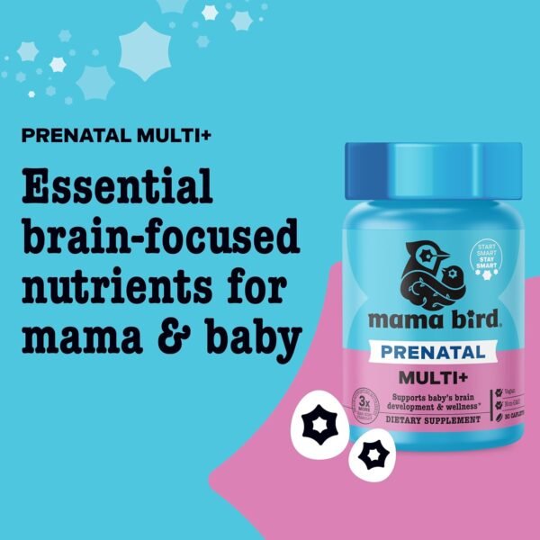 71Crl5FTTgL._AC_SL1500_ Best Nest Wellness Mama Bird Prenatal Multi Plus - Prenatal Care Supplement Supports Brain & Digestive Health - Vegan Multivitamin with L-Methylfolate, Probiotics & More - 30 Caplets (30 Servings)