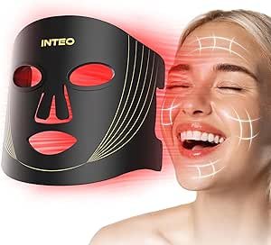 Red Light Therapy for Face, 3 Modes Portable Led Face Mask Light Therapy with Remote, Near-Infrared 850 Red Light Mask with Timing Function, Led Light Therapy at Home 180 LED Beads