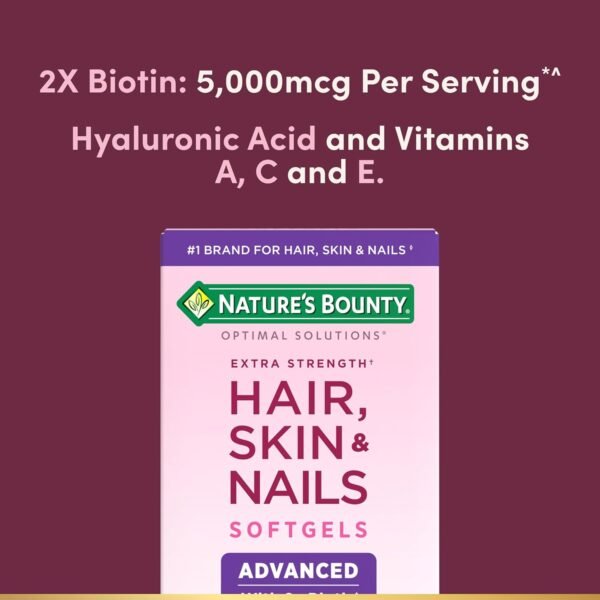 71K82s6m30L._AC_SL1500_ Nature's Bounty Advanced Hair, Skin & Nails, Argan-Infused Vitamin Supplement with Biotin and Hyaluronic Acid, 150 Rapid Release Softgels, 50 Total Servings