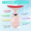 Facial Massager for Face and Neck, Red-Light-Therapy-for-Face and Neck, Face culpting Wand with 7 Color, at-Home Face Tool for Skin Care (Pink)