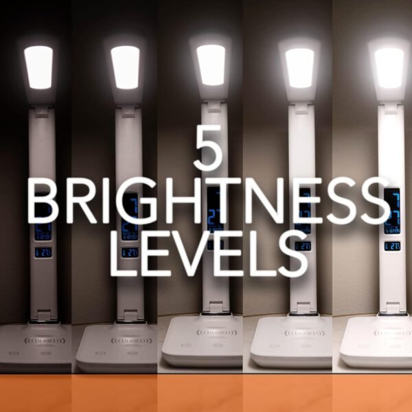 71M0xUetdXS._AC_SL1500_ Theralite Carex Radiance Bright Light Therapy Sun Lamp, 10000 LUX Therapy Lamp, LED Bright White Light with Adjustable Brightness, Alarm Clock, Wireless Charging Station, USB Port, White