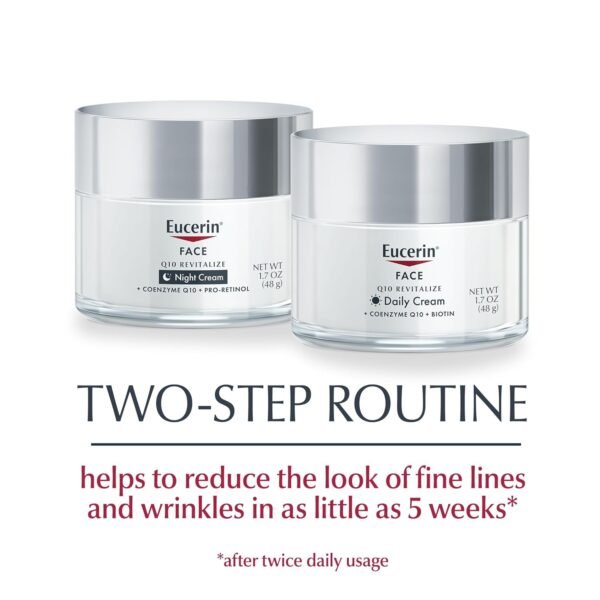 Eucerin Q10 Skin Care Set, Anti Wrinkle Daily Face Cream with Biotin (1.7 Oz) + Anti Wrinkle Night Cream with Pro-Retinol (1.7 Oz), Fragrance Free Face Moisturizer for All Skin Types
