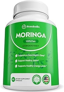 71SN3i60ML._AC_SY300_SX300_ Rosabella Moringa Capsules - Pure Moringa Powder, Energy, Skin, Immune & Gut Health Superfood, Rich in Antioxidants, Essential Vitamins & Amino Acids, Natural Green Superfood Supplement - 60 Count