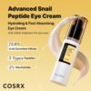 COSRX Snail Mucin Peptide Under Eye Cream, 0.84 fl oz, 73.7% Snail Mucin and Niacinamide, Eye Care, Eye Cream Anti Aging, Dark Circles, Korean Skin Care