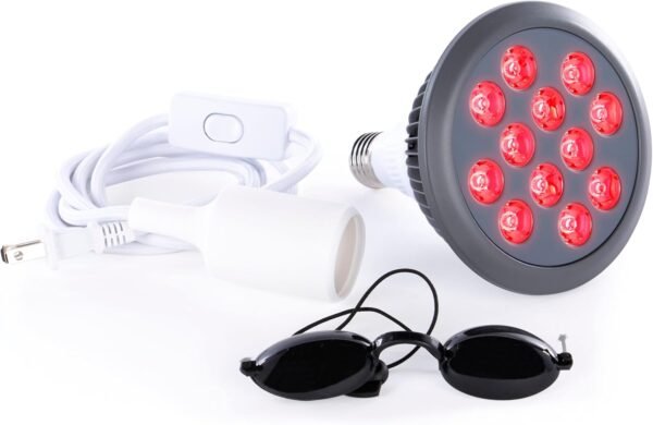 Hooga Red Light Therapy, 660nm 850nm, 12 Dual Chip LEDs, Portable and Targeted High Irradiance for Skin, Pain Relief, Anti-Aging, Muscle Recovery, Sleep - Power Cord & Base Included, HG24