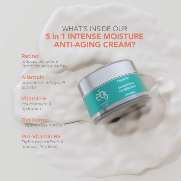 71WqCBs9xPL._SL1500_ eb5 Intense Moisture Anti Aging Moisturizer Face and Neck Cream- Tone & Tighten Skin with Retinol, Fade Fine Lines and Wrinkles with Vitamin E, A and B5-4oz