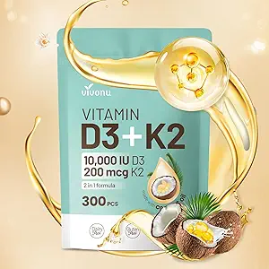 71YMOuTyBNL.__AC_SX300_SY300_QL70_FMwebp_ Vitamin D3 K2 10000 IU with MK7-300 Virgin Coconut Oil Softgels, 2 in 1 Vitamins D & K Complex | Vitamina D3 con K2 | Supports Calcium Absorption, Bone, Immune, & Heart Health – Easy to Swallow