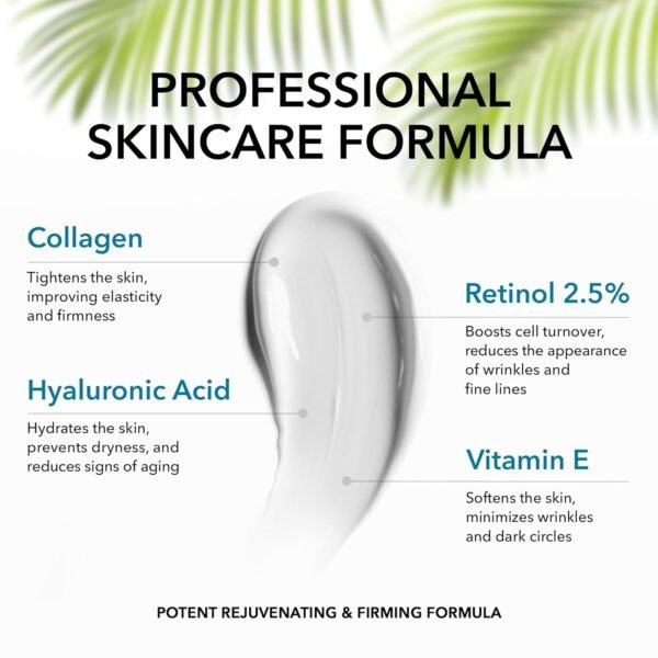 Collagen Cream for Face with Retinol & Hyaluronic Acid - Face Moisturizer for Women & Men - Skin Tightening & Firming - Anti Aging Daily Face Moisturizer in an Airless Pump - Intense Hydration - 1.7oz