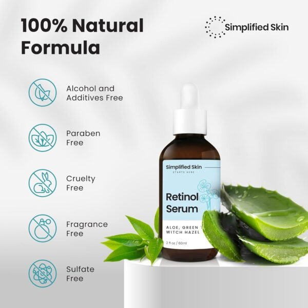 71g2sFn5LPL._SL1500_ Simplified Skin Retinol Serum for Face – 2.5% Retinol with Hyaluronic Acid – for Acne Marks, Smoothing Fine Lines & Wrinkles – Day & Night Anti-Aging Serum – 2 Fl Oz