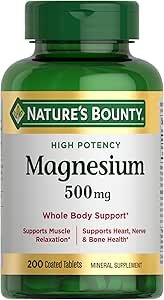 Nature's Bounty Magnesium Supplements - Magnesium 500 Mg Tablets for Bone & Muscle Health, 200 Count (Pack of 1)
