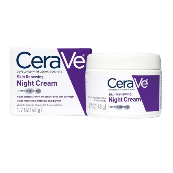 71r7bLsvaVL._SL1500_ CeraVe Skin Renewing Night Cream, Niacinamide, Peptide Complex, and Hyaluronic Acid Moisturizer for Face, 1.7 Ounce, Packaging may Vary