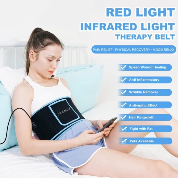 71v35bn0T5L._AC_SL1500_ Red Light Therapy Infrared Light Therapy Wrap Belt for Body Pain Relief Wearable Large Pad for Waist Back Stomach Muscle Repair, Decrease Inflammation, Speed Healing LED 660nm&850nm with Controller