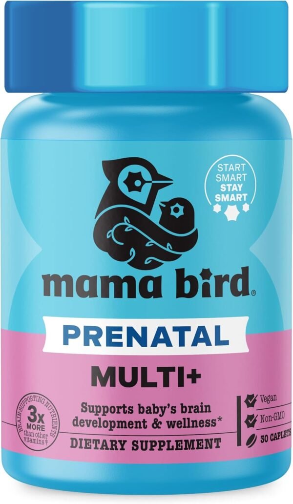 71xYJlsMBJL._AC_SL1500_ Best Nest Wellness Mama Bird Prenatal Multi Plus - Prenatal Care Supplement Supports Brain & Digestive Health - Vegan Multivitamin with L-Methylfolate, Probiotics & More - 30 Caplets (30 Servings)