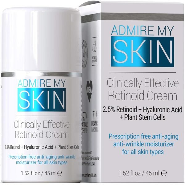 812sbUeqr6L._SL1500_ Admire My Skin Potent Retinoid Cream - Anti Aging Retinol Cream Moisturizer to Help Clear Acne Prone Skin, Eliminate Wrinkles and Provide You With That Healthy Youthful Glow