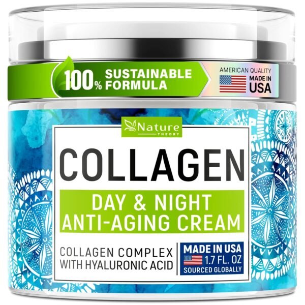Collagen Cream for Face with Retinol & Hyaluronic Acid - Face Moisturizer for Women & Men - Skin Tightening & Firming - Anti Aging Daily Face Moisturizer in an Airless Pump - Intense Hydration - 1.7oz