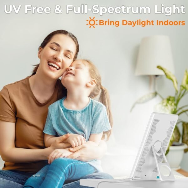 Light Lamp, Portable Full Spectrum LED Light Sunlight Personal Daylight with 3 Adjustable Color＆Stepless Brightness Levels, Timer＆Memory Function for Home Office Winter