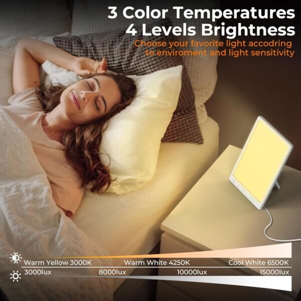 Light Lamp, Portable Full Spectrum LED Light Sunlight Personal Daylight with 3 Adjustable Color＆Stepless Brightness Levels, Timer＆Memory Function for Home Office Winter