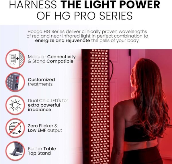 81A8ty1RFL._AC_SL1500_ Hooga Red Light Therapy for Face and Body, Red Near Infrared Light with Timer and Stand. 60 Dual Chip LEDs. Flicker Free Clinical Grade Panel for Energy, Pain, Skin, Recovery, Performance. PRO300