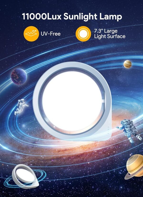 MediAcous Light Therapy Lamp, UV-Free 11000Lux Therapy Light, Happy Lamps with 4 Brightness Levels & Color Temperature & Timer, Daylight Lamp with Memory Function for Home/Office/Decoration