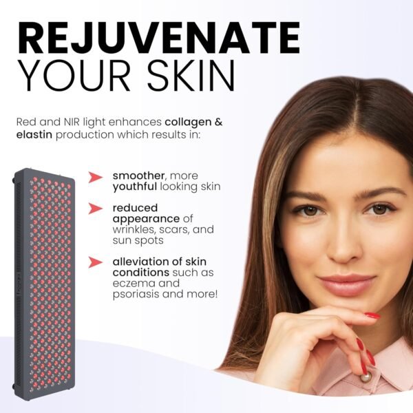 Hooga Red Light Therapyfor Face & Body, 60 LEDs, 660nm Red 850nm Near Infrared with Timer for Pain Relief, Skin Health, Anti-Aging, Sleep, Energy & Recovery, Includes Hanging Kit & Handle - HG300