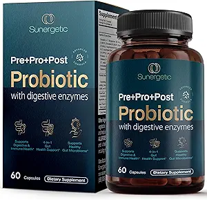81dW568TODL.__AC_SX300_SY300_QL70_FMwebp_ Premium 4-in-1 Probiotic Prebiotic, Postbiotic & Digestive Enzymes for Men & Women – Supports Gut, Digestion & Immunity –Complete Gut Health with Pre, Post, Probiotics & Digestive Enzymes–60 Capsules