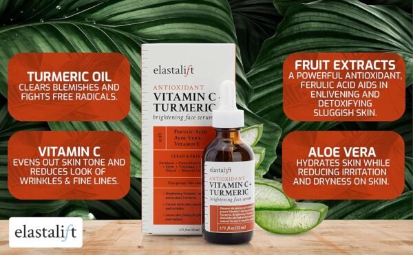 91EOBRCptL._SL1500_ Elastalift Concentrated Vitamin C + Turmeric Oil Anti Aging Facial Serum Skin Care Booster - Promote Clear & Brighten Skin Tone - Hydrate Dry Skin, Fight Redness, Restore Skin Strength - 1.75 Fl Oz